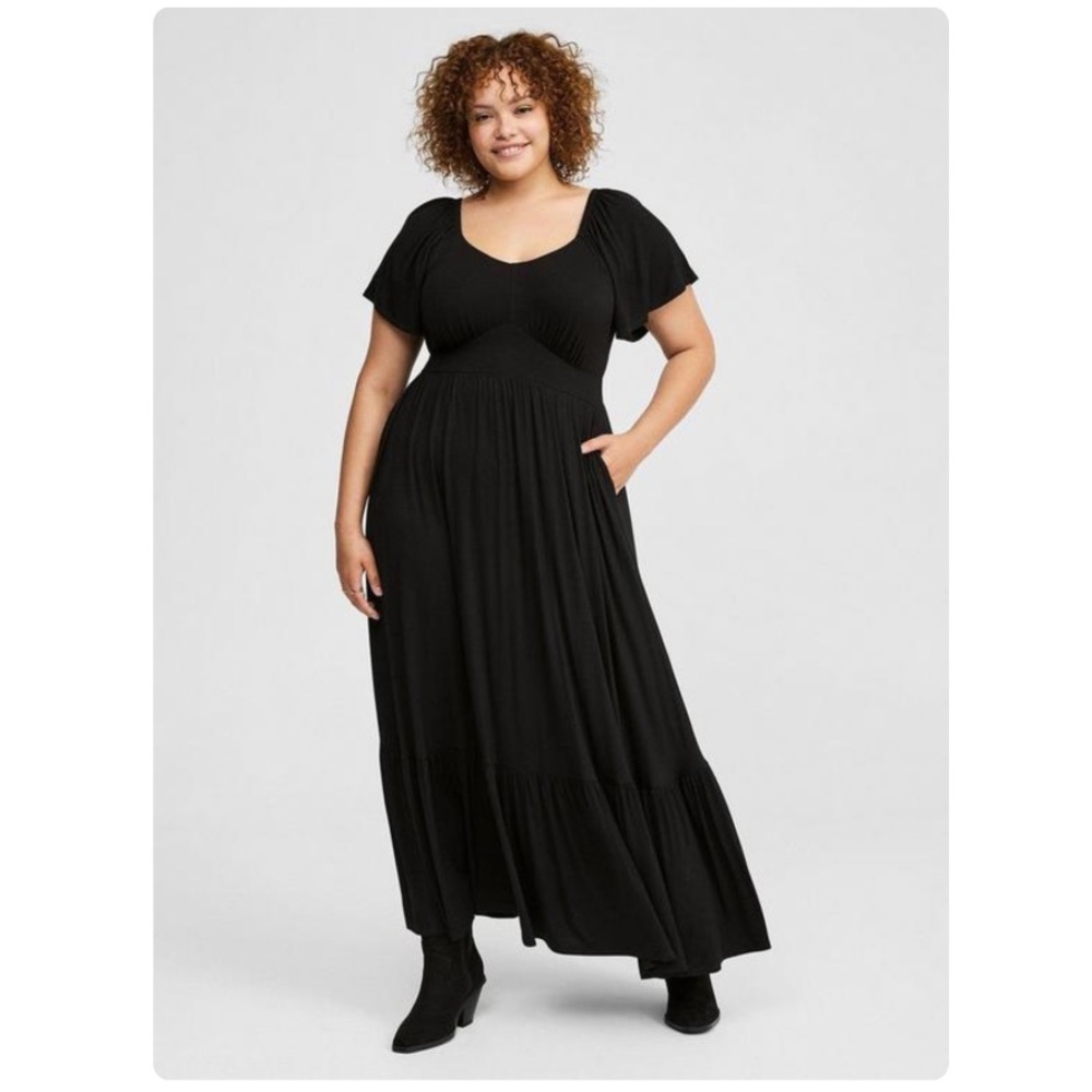 TORRID NWT Maxi Jersey Flutter Sleeve Tiered Dress